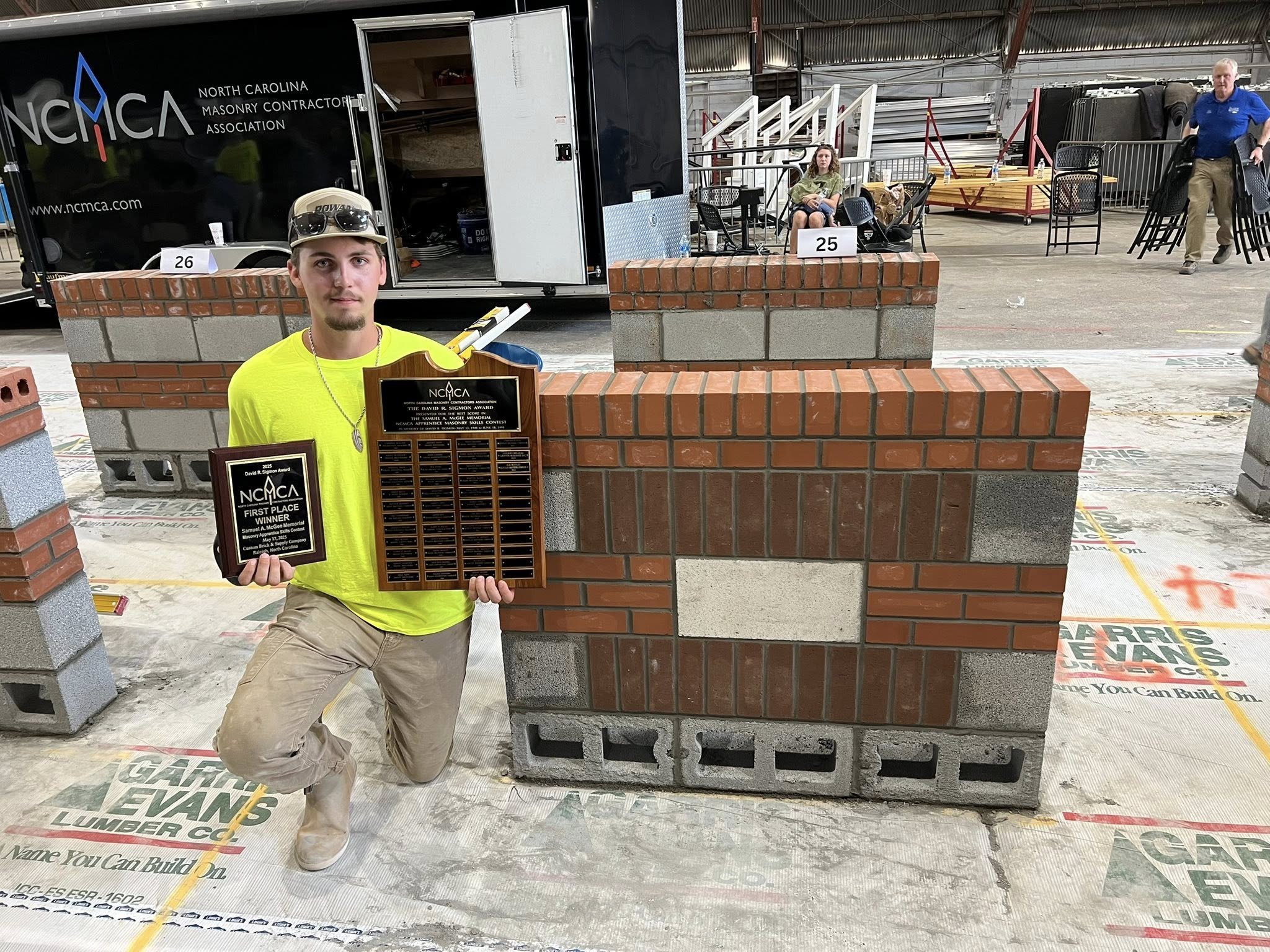 First place winner at the masonry skills contest